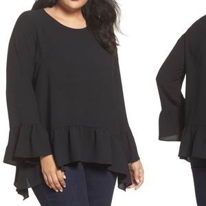 Gibson Bell Sleeve Top in Black Large